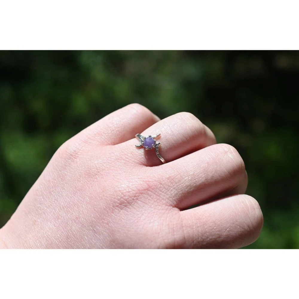 Art Deco Engagement Ring, Raw Grape Agate Ring, Unique Engagement Ring, … - Picture 1 of 3